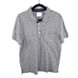 Billy Reid Mens Pensacola Polo XL Grey Striped Organic Cotton Golf Luxury